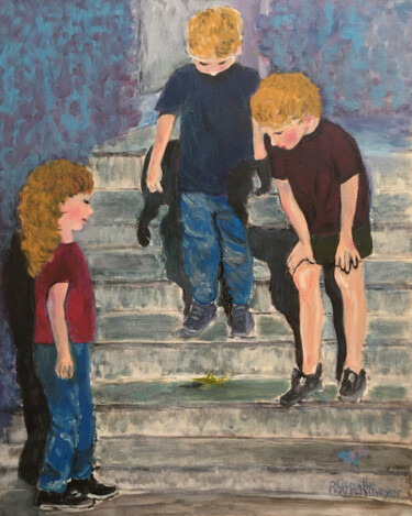 Une visite inattendue Peinture intitulée "Une visite inattend…" par Camille Rouschmeyer, Œuvre d'art originale, Acrylique Monté sur Carton