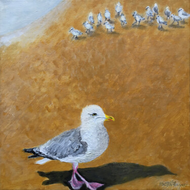 Painting titled "Les oiseaux de Quib…" by Camille Rouschmeyer, Original Artwork, Acrylic Mounted on Wood Stretcher frame