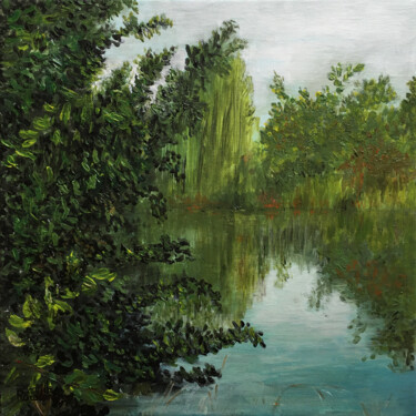 Painting titled "Les Marais de Bourg…" by Camille Rouschmeyer, Original Artwork, Acrylic Mounted on Wood Stretcher frame