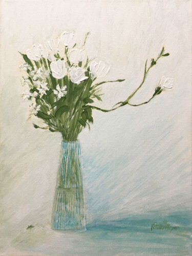 Pittura intitolato "Fleurs blanches" da Camille Rouschmeyer, Opera d'arte originale, Acrilico Montato su Telaio per barella…