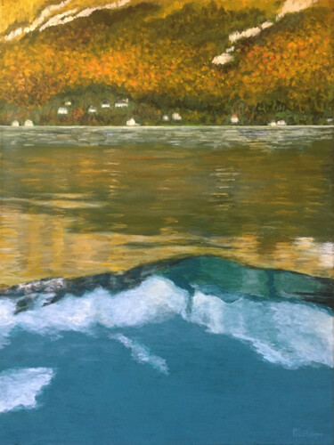 Malarstwo zatytułowany „Lac d'Annecy : coul…” autorstwa Camille Rouschmeyer, Oryginalna praca, Akryl Zamontowany na Drewnian…