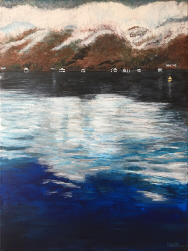 Pintura intitulada "Lac d'Annecy : coul…" por Camille Rouschmeyer, Obras de arte originais, Acrílico Montado em Armação em m…
