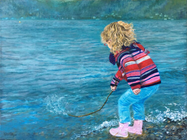 Картина под названием "Avril au bord du lac" - Camille Rouschmeyer, Подлинное произведение искусства, Акрил Установлен на Де…