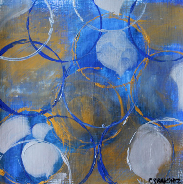 Peinture intitulée "Blue bubbles" par Camille Sanchez, Œuvre d'art originale, Acrylique