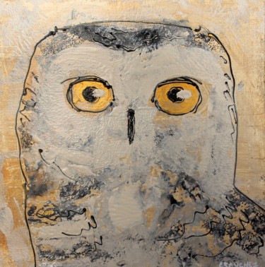 Malerei mit dem Titel "Owl#01" von Camille Sanchez, Original-Kunstwerk, Acryl