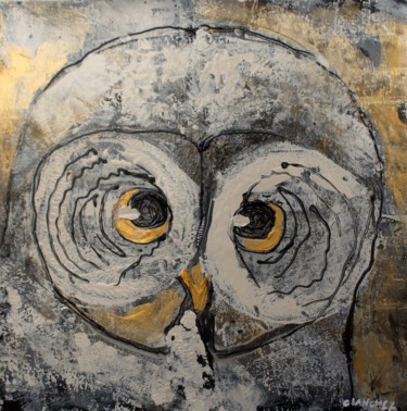 Painting titled "Owl#03" by Camille Sanchez, Original Artwork, Acrylic