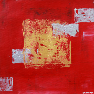 Painting titled "Gold Red" by Camille Sanchez, Original Artwork, Acrylic