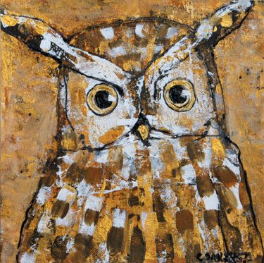 Pintura titulada "Great horned Owl" por Camille Sanchez, Obra de arte original, Acrílico