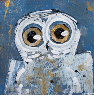 Painting titled "Owl#05" by Camille Sanchez, Original Artwork, Acrylic
