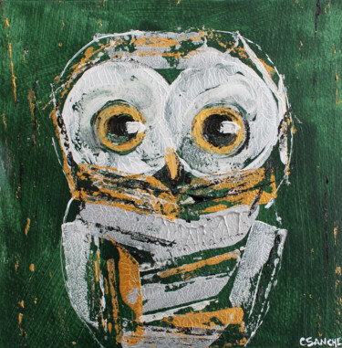 Painting titled "Owl#07" by Camille Sanchez, Original Artwork, Acrylic