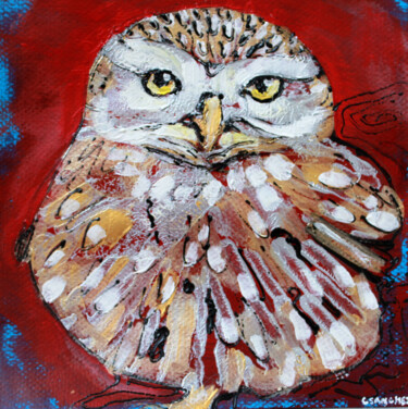 Painting titled "Owl#06" by Camille Sanchez, Original Artwork, Acrylic