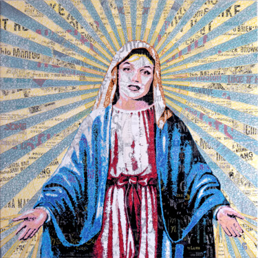 Painting titled "Marylin de Nazareth" by Camille Sohier, Original Artwork, Digital Collage Mounted on Wood Stretcher frame