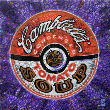 Painting titled "Purple Campbell's B…" by Camille Sohier, Original Artwork, Digital Collage Mounted on Wood Stretcher frame