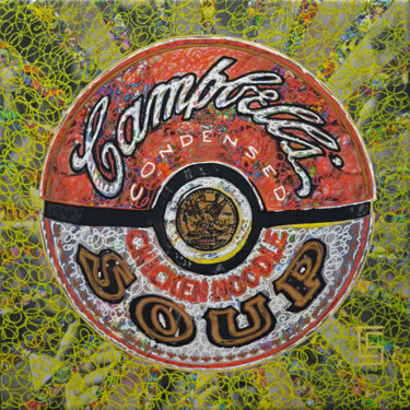 Painting titled "Yellow Campbell's B…" by Camille Sohier, Original Artwork, Digital Collage Mounted on Wood Stretcher frame