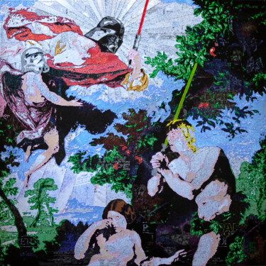 Pittura intitolato "Les Chassés" da Camille Sohier, Opera d'arte originale, Collage digitale Montato su Telaio per barella i…