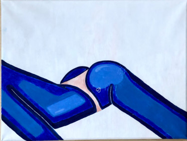Peinture intitulée "Femme nue bleu" par Camille Veyrat, Œuvre d'art originale, Acrylique