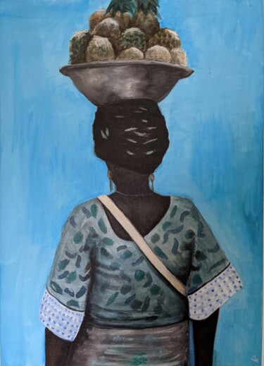 Peinture intitulée "L'Africaine aux ana…" par Camille Zuk, Œuvre d'art originale, Acrylique