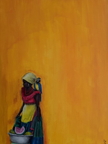 Peinture intitulée "L'Africaine à la pa…" par Camille Zuk, Œuvre d'art originale, Acrylique Monté sur Châssis en bois