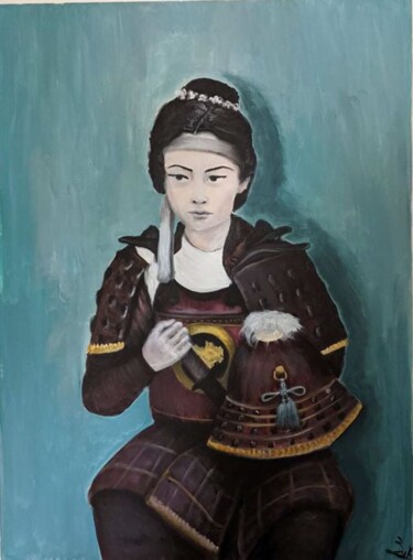 Картина под названием "La guerrière" - Camille Zuk, Подлинное произведение искусства, Акрил Установлен на Деревянная рама дл…