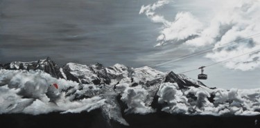 Painting titled "Mont blanc vue de P…" by Camille, Original Artwork, Acrylic Mounted on Wood Stretcher frame