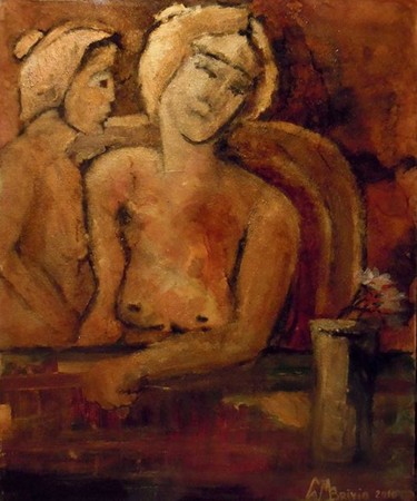 Schilderij getiteld "Fiori" door Cam Brivio, Origineel Kunstwerk, Olie