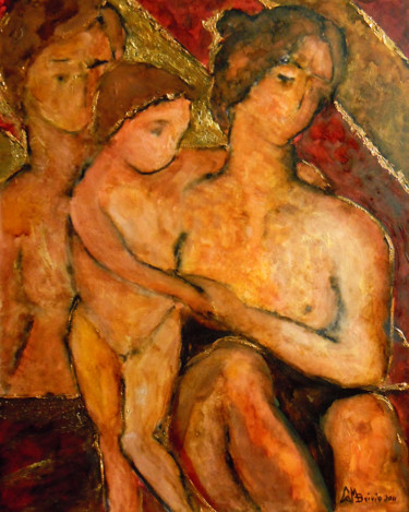 Pittura intitolato "Maternità" da Cam Brivio, Opera d'arte originale, Olio