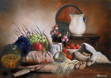 Pintura intitulada "la tavola di Rommy" por Cam Brivio, Obras de arte originais, Óleo