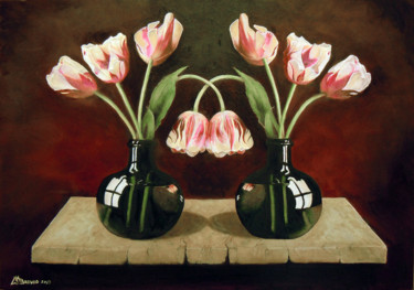 Peinture intitulée "Twin bottles" par Cam Brivio, Œuvre d'art originale, Huile