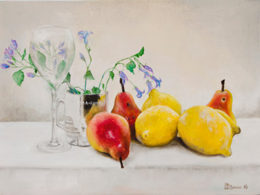 Pittura intitolato "still-life-01-limoni" da Cam Brivio, Opera d'arte originale, Olio