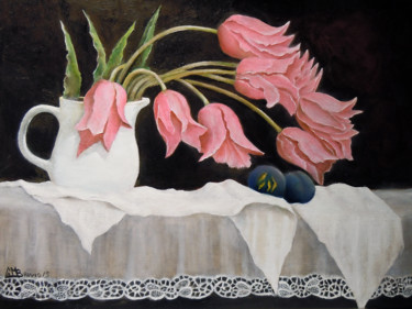 Painting titled "Rosa tulipano" by Cam Brivio, Original Artwork, Oil