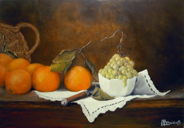 Painting titled "Arance ed uva" by Cam Brivio, Original Artwork, Oil