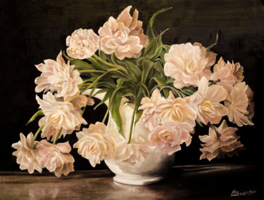 Painting titled "brocca con tulipani…" by Cam Brivio, Original Artwork, Oil