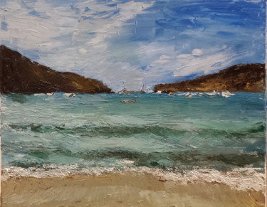 Painting titled "Cala Vedella" by Camilo Flores, Original Artwork, Oil
