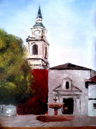Painting titled "Iglesia de San Fran…" by Camilo Flores, Original Artwork, Oil