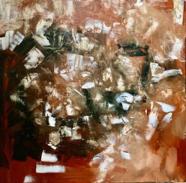 Painting titled "L'oxyde de fer roug…" by Camilo Rivera, Original Artwork, Oil Mounted on Wood Stretcher frame