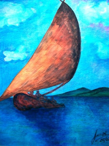 Pintura intitulada "paint,barca1.jpg" por Javier Rebellato, Obras de arte originais