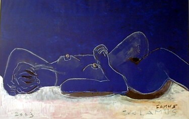 Painting titled "Blue Nude" by Camusartist, Original Artwork, Oil