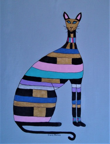 Painting titled "Egyptian Cat Mosaic" by Carla Dancey, Original Artwork, Acrylic