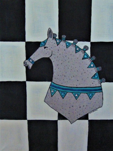 Painting titled "Dancey Horse on Che…" by Carla Dancey, Original Artwork, Acrylic