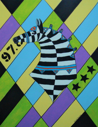 Malerei mit dem Titel "Dancey Horse - Zebr…" von Carla Dancey, Original-Kunstwerk, Acryl