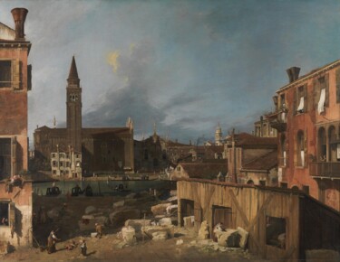 Pintura intitulada "La cour du tailleur…" por Canaletto, Obras de arte originais, Óleo