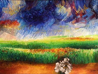 Pittura intitolato "Oltre il campo" da La Musa Malandrina, Opera d'arte originale