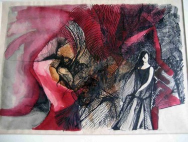 Pittura intitolato "La dama in rosso" da La Musa Malandrina, Opera d'arte originale