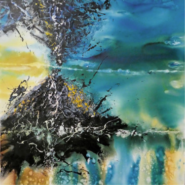 Painting titled "Agung under chemtra…" by Jean-Michel Canal, Original Artwork, Acrylic
