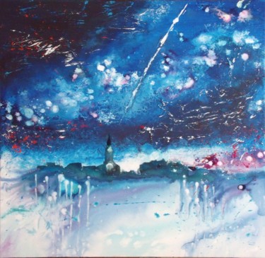 Painting titled "Chemtrails in the B…" by Jean-Michel Canal, Original Artwork, Acrylic