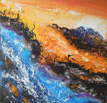 Painting titled "Chemtrails, lava an…" by Jean-Michel Canal, Original Artwork, Acrylic