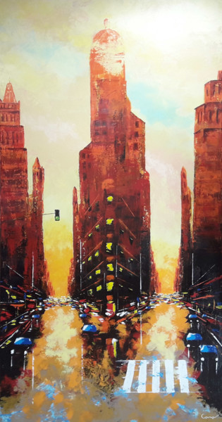 Painting titled "Toulouse City" by Jean-Michel Canal, Original Artwork, Acrylic