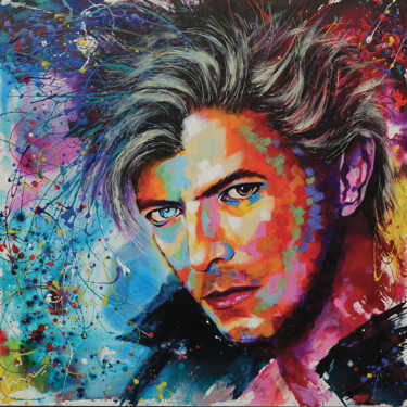 Painting titled "DAVID BOWIE" by Jean-Michel Canal, Original Artwork, Acrylic Mounted on Wood Stretcher frame