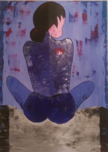 Painting titled "femme de dos" by Stéphanie Gidon, Original Artwork, Acrylic Mounted on Wood Stretcher frame