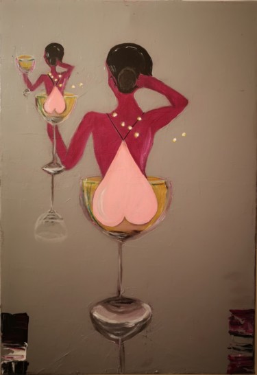 Peinture intitulée "la femme dans les b…" par Stéphanie Gidon, Œuvre d'art originale, Acrylique